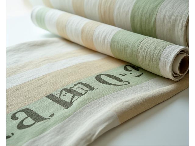 あるブランドのロゴと特有のデザインが織り込まれたオリジナルテキスタイルのロール。製品化前の段階で、品質が確認されている。