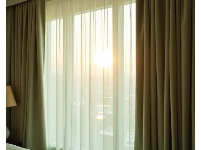 高級ホテルの客室にあるエレガントな抗菌カーテン
