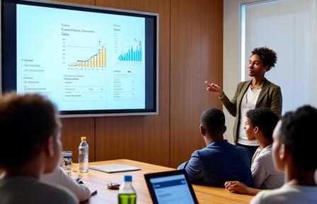 Persone che partecipano a un workshop con un formatore, simbolo di educazione finanziaria