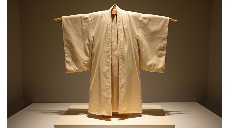 修復されたばかりの、なめらかな手触りの平安時代の経帷子。緻密な織りが現代的に見事に再現されている。